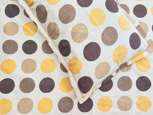 Golden Dusk – 210 TC Cotton King Size Bedsheet with 2 Pillow Covers