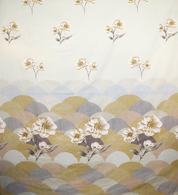 Olive & Taupe Floral Scallop King Size Bedsheet Set