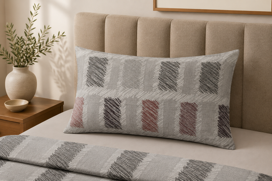 Light Gray Geometric 300 TC Cotton King Size Bedsheet