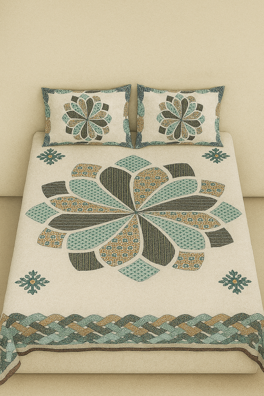 Sanganeri Floral Print Fitted King Size Bedsheet