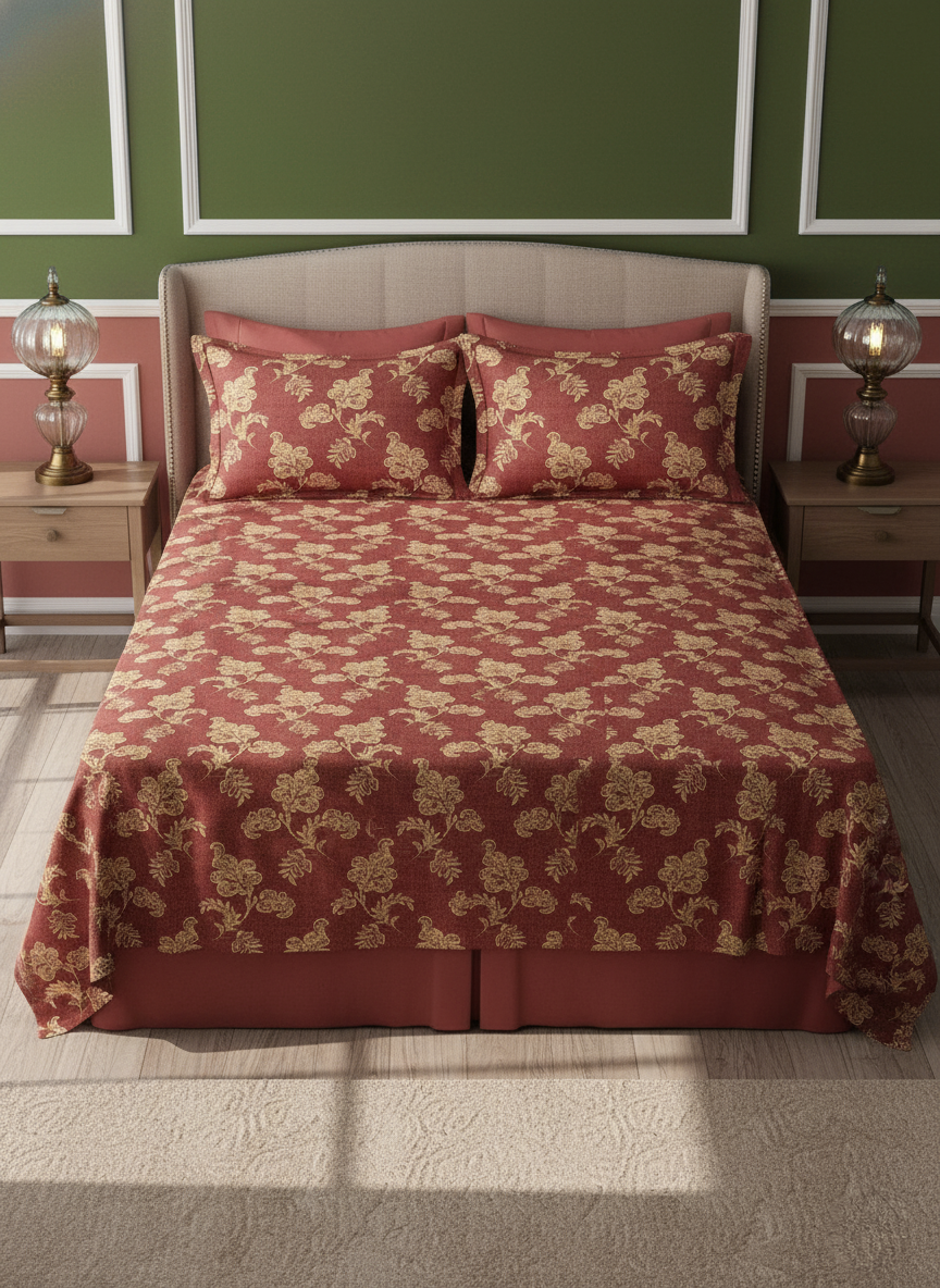 Regal Paisley 200 TC Pure Cotton Queen Size Double Bedsheet