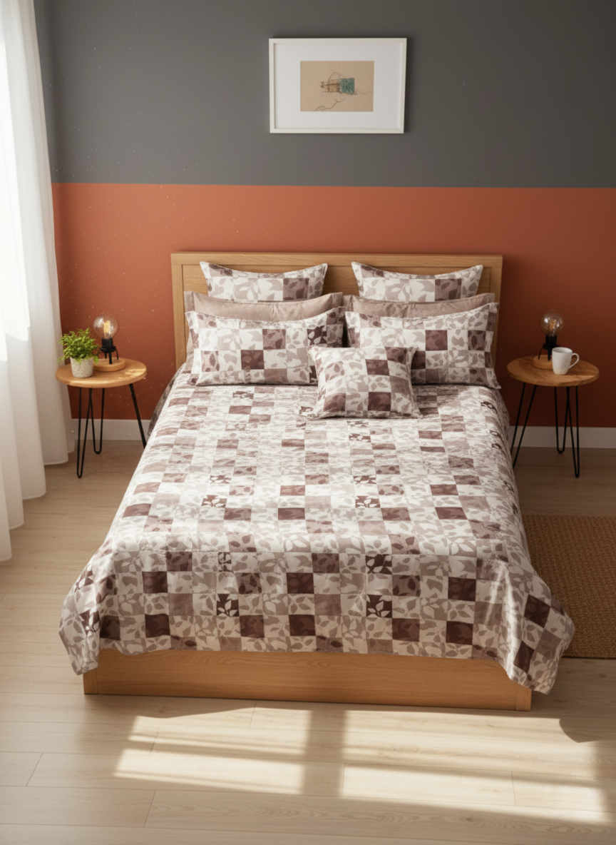 Autumn Mosaic - Premium 240 TC Cotton King Size Bedsheet