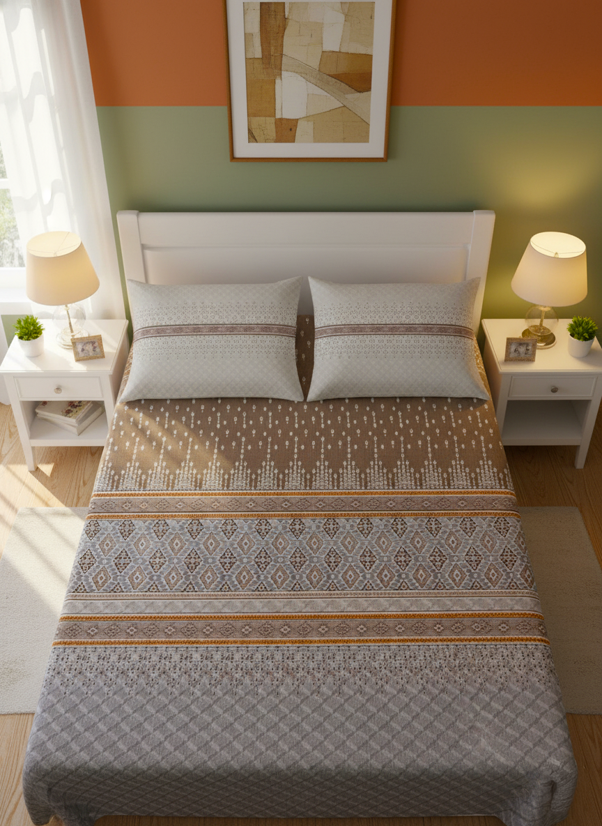 Serenity Dream 240 TC Pure Cotton King Size Bedsheet