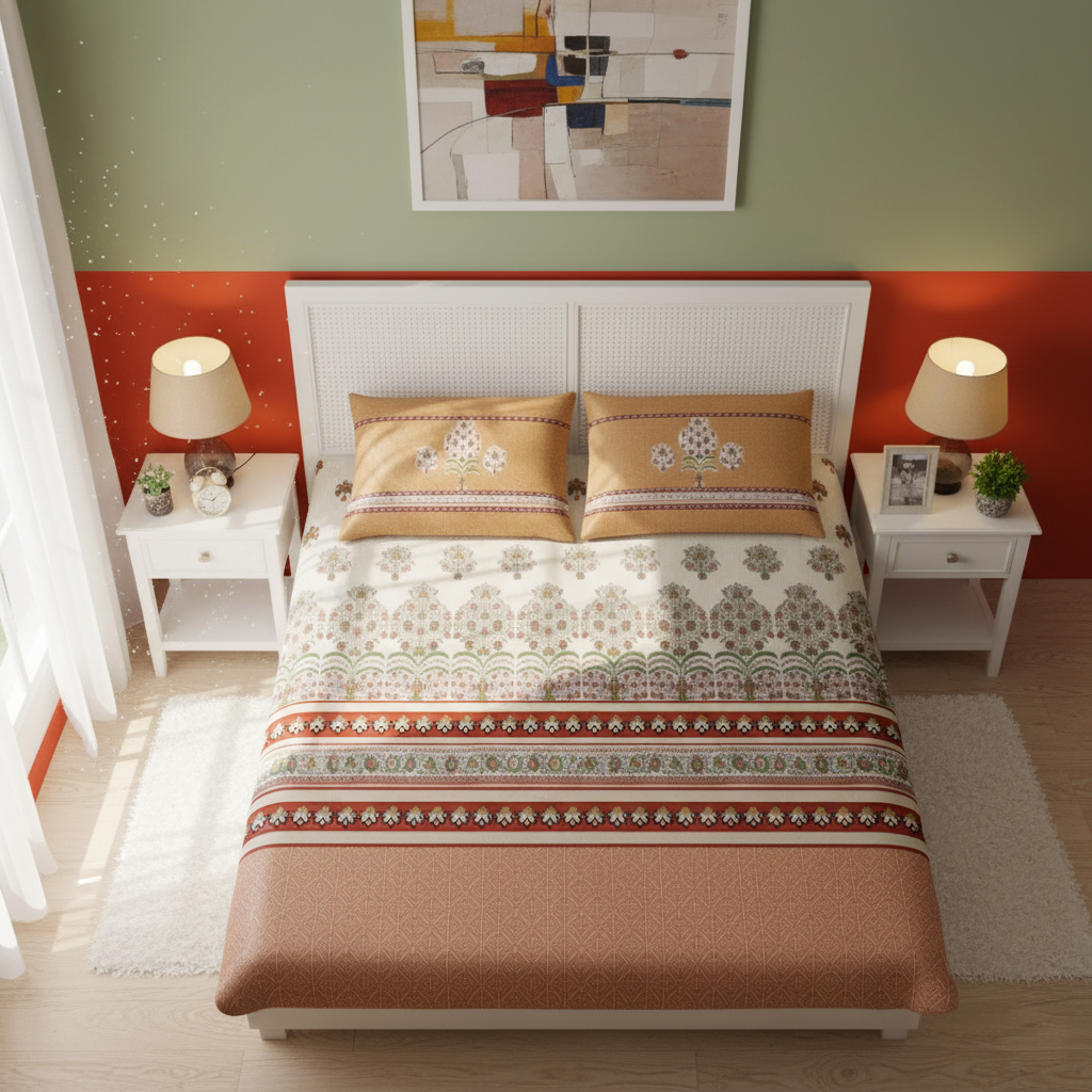 Sunburst Floral 240 TC Pure Cotton King Size Bedsheet