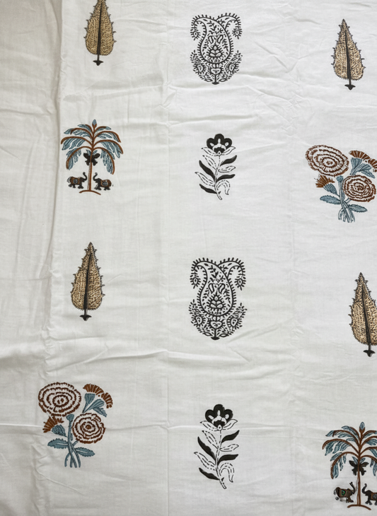 Earthen Paisley Double Mulmul Cotton Dohar | Jaipuri Hand Block Print