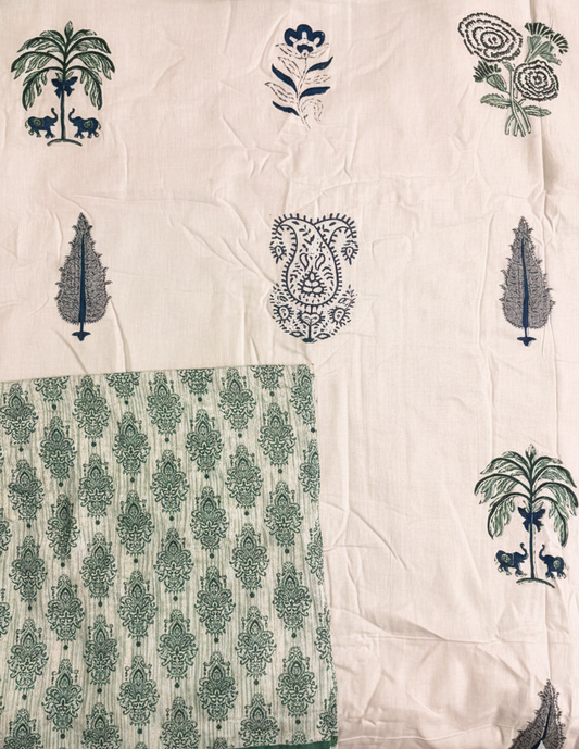 Indigo Bloom Double Mulmul Dohar Comforter | Jaipuri Hand Block Print