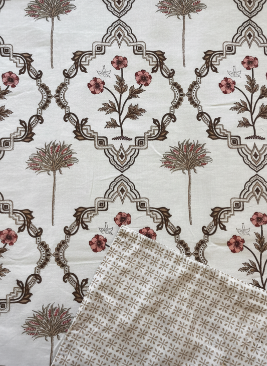 Jaipuri Hand Block Single Bed Mulmul Dohar Comforter Set of 2