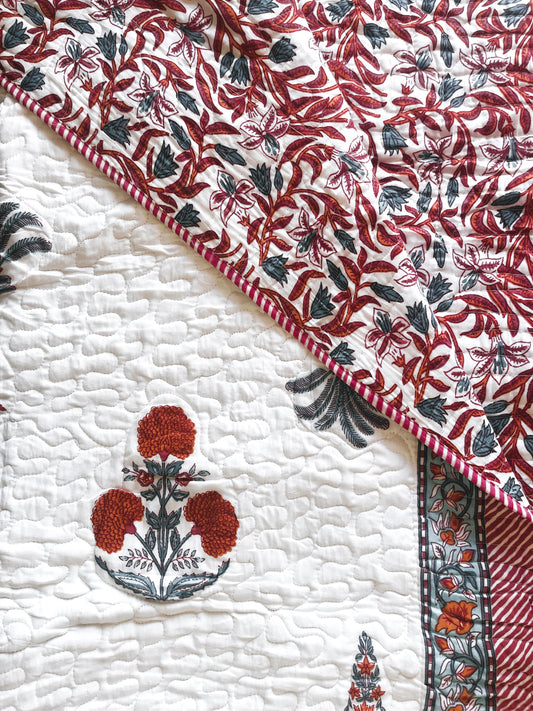 Royal Marigold Mulmul Quilted Bedcover 4-Piece Set