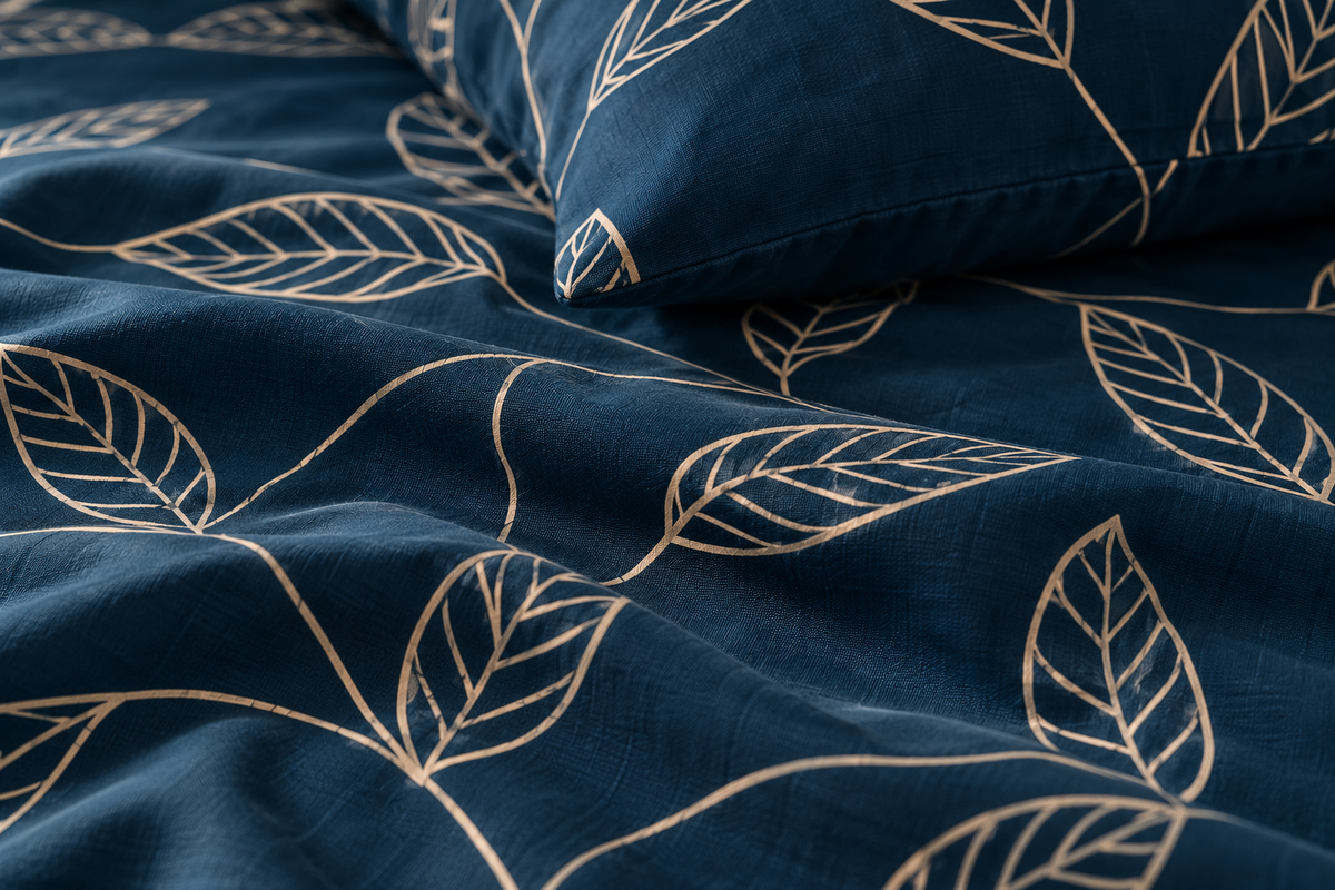 Rich Blue Botanical King Size Pure Cotton Bedsheet