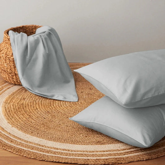 Light Grey Solid Plain 400 TC Premium Cotton King Size Bedsheet with 2 Pillow Covers