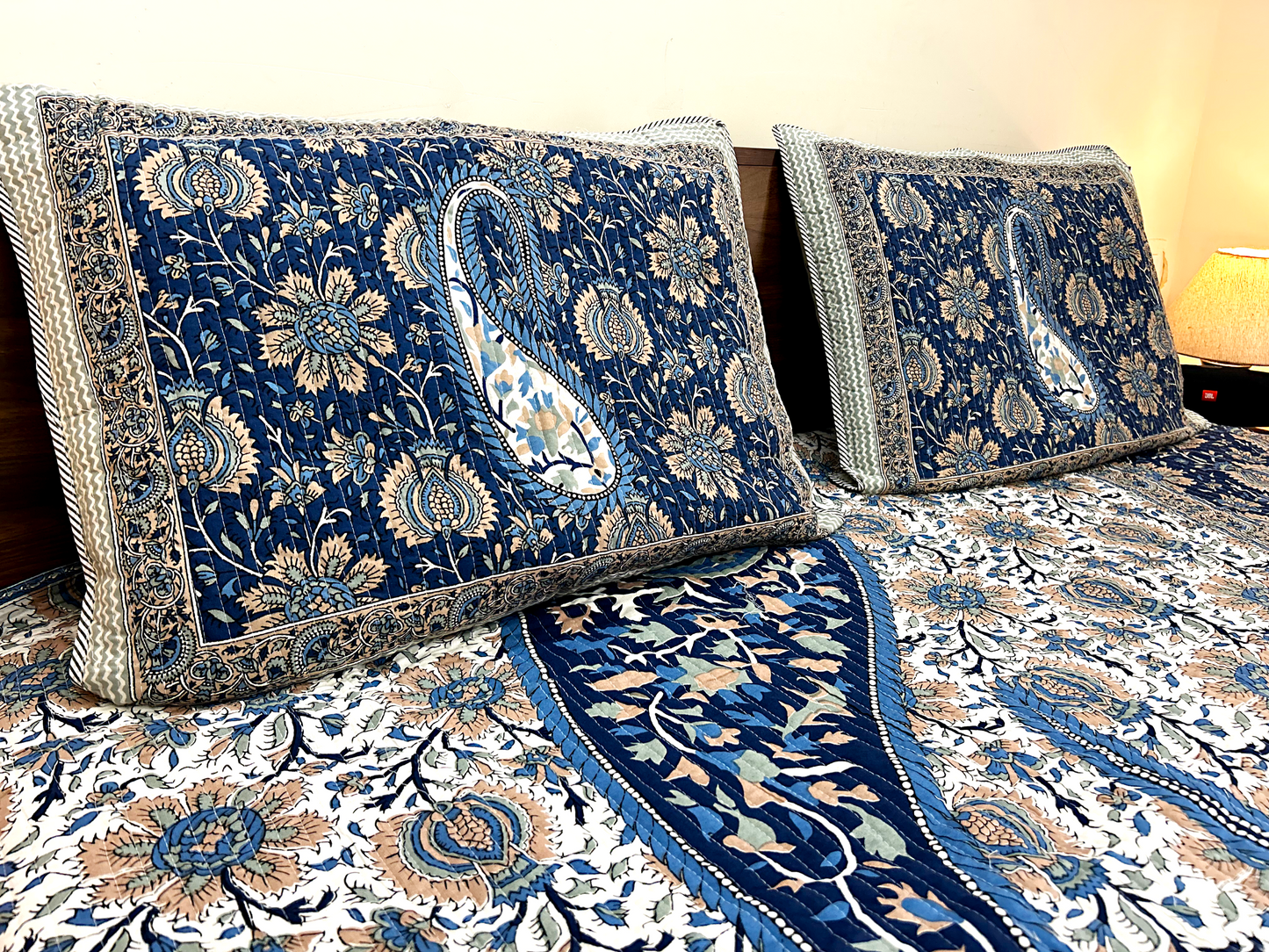 King Size Bedcover Set – 100% Cotton Printed (Paisley & Floral Design)
