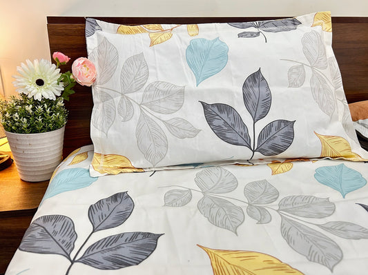 Autumn Whisper – 350 TC Pure Cotton King Size Bedsheet with 2 Pillow Covers