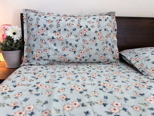 Blush Vine – 350 TC Pure Cotton King Size Bedsheet with 2 Pillow Covers