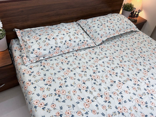 Blush Vine – 350 TC Pure Cotton King Size Bedsheet with 2 Pillow Covers
