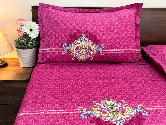 Royal Fuchsia – 350 TC Pure Cotton King Size Bedsheet with 2 Pillow Covers