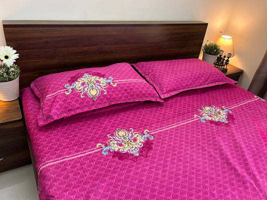 Royal Fuchsia – 350 TC Pure Cotton King Size Bedsheet with 2 Pillow Covers
