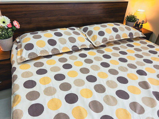 Golden Dusk – 350 TC Pure Cotton King Size Bedsheet with 2 Pillow Covers