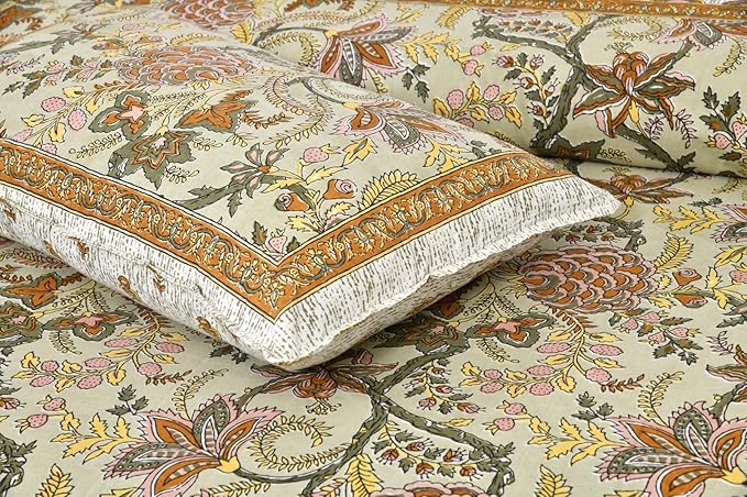 Royal Jaipuri Heritage 200 TC Fitted Pure Cotton King Size Bedsheet