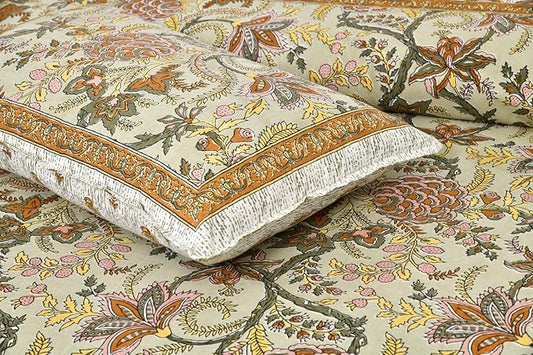 Royal Jaipuri Heritage 200 TC Fitted Pure Cotton King Size Bedsheet