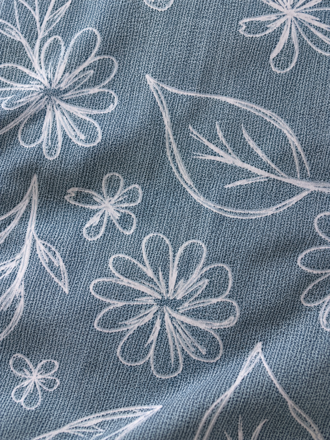Blue White Doodle Pure Cotton King Size Bedsheet