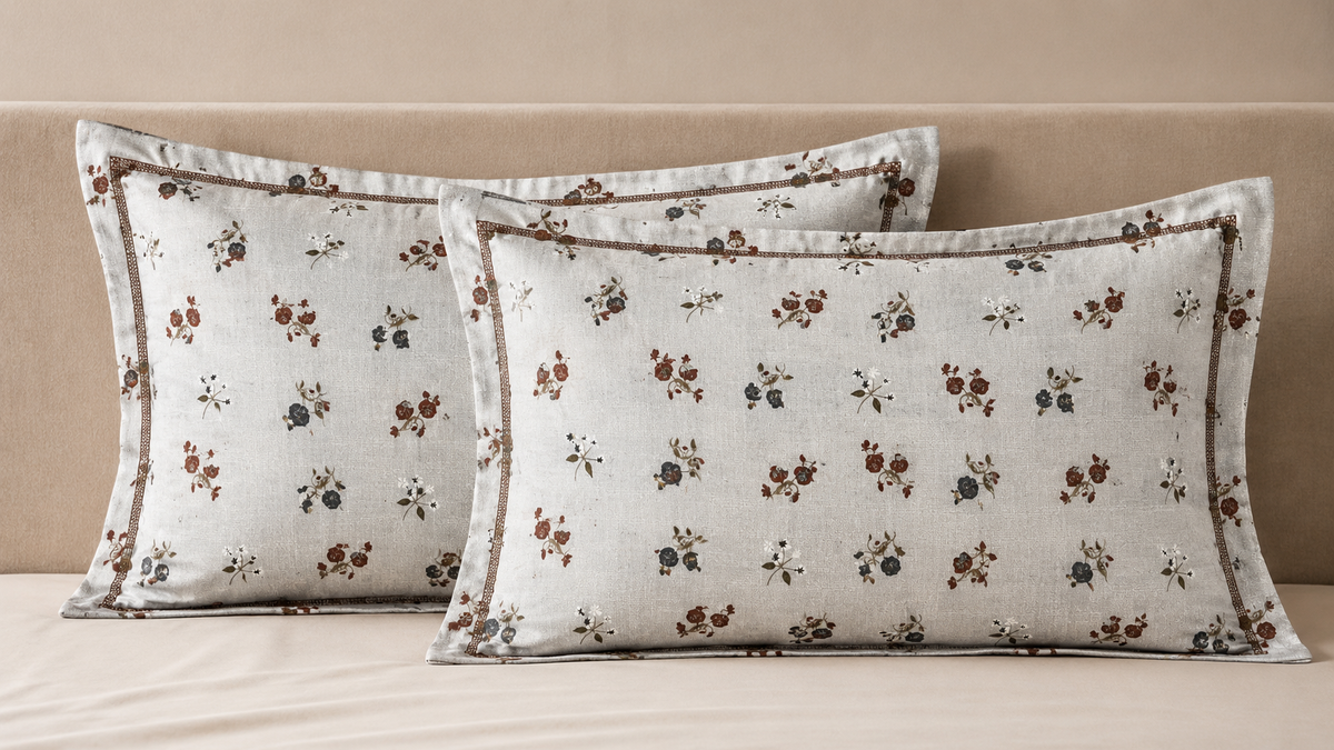 Light Grey Floral 300 TC Pure Cotton King Size Bedsheet Set