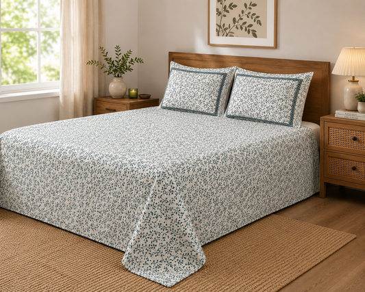 Green Vine 300 TC Cotton King Size Bedsheet