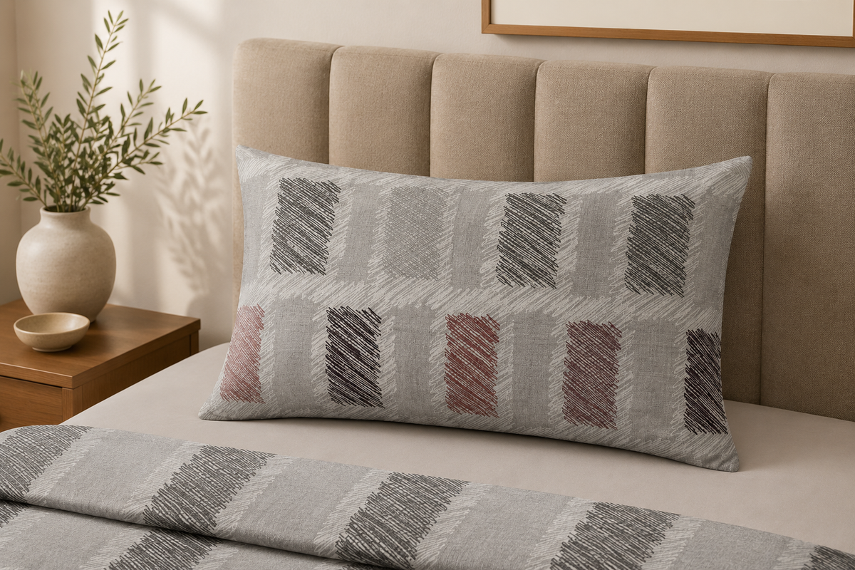 Light Gray Geometric 300 TC Cotton King Size Bedsheet