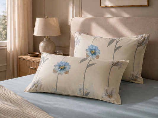 Blue Meadow Floral King Size Bedsheet