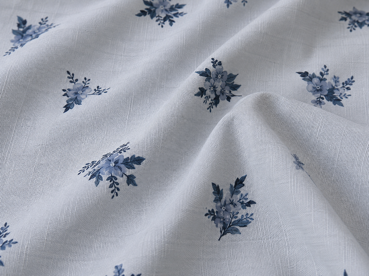 Light Blue Floral 300 TC Cotton King Size Bedsheet