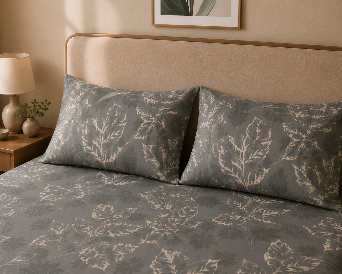 Green Botanical Leaf King Size Bedsheet