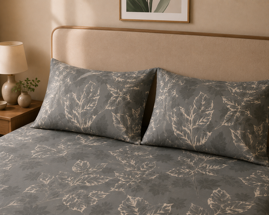 Green Botanical Leaf King Size Bedsheet