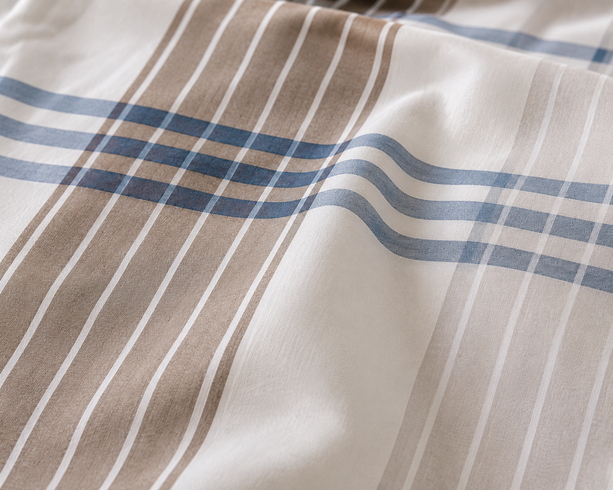 Brown & Blue Check King Size Cotton Bedsheet