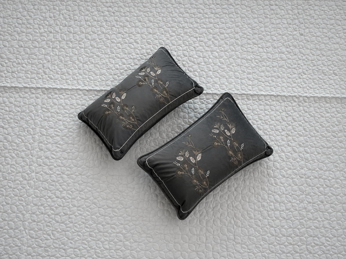 Light Gray Tufted Quilted Luxurious 5-piece Bedcover Set