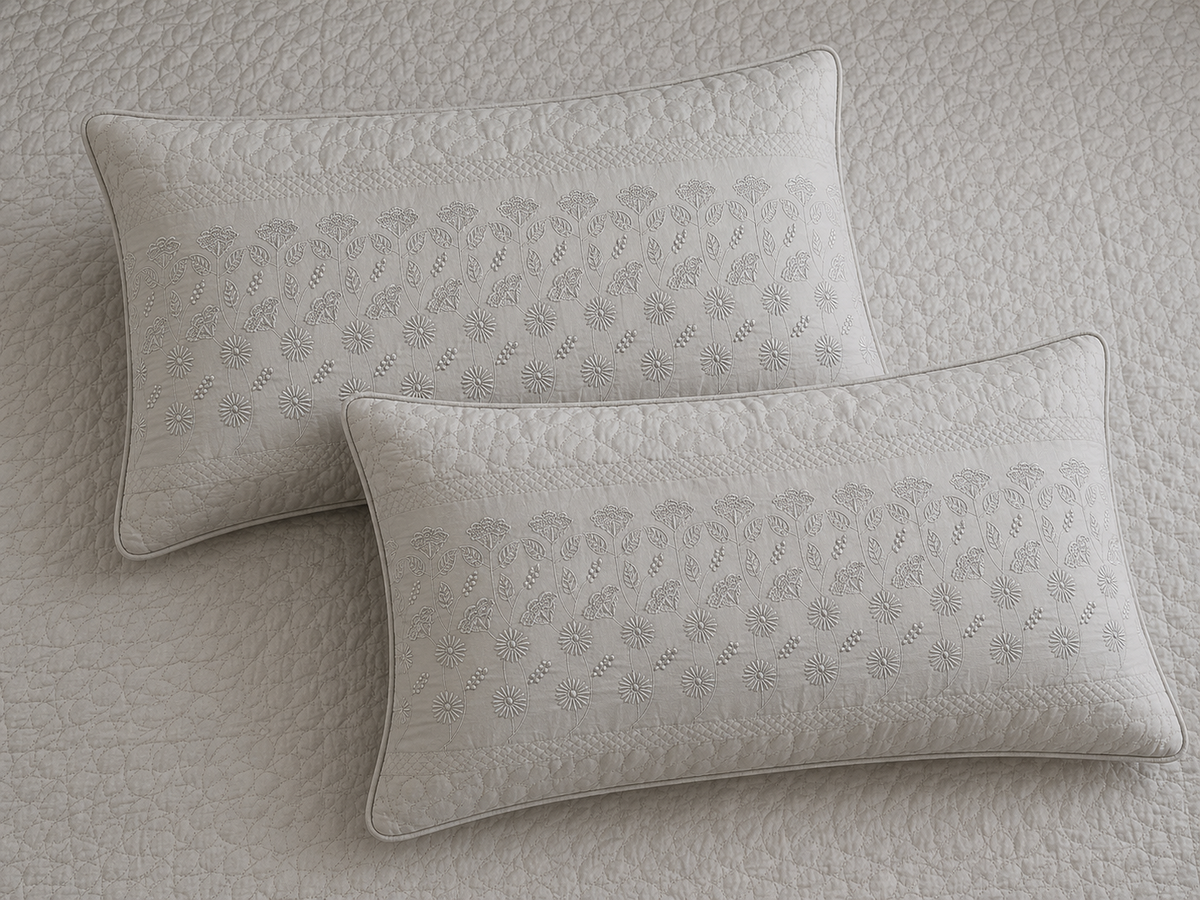 Light Gray Tufted Quilted Luxurious 5-piece Bedcover Set