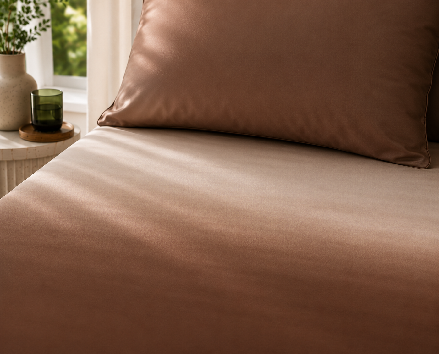 Brown Gradient Satin-Cotton Premium King Size Bedsheet Set