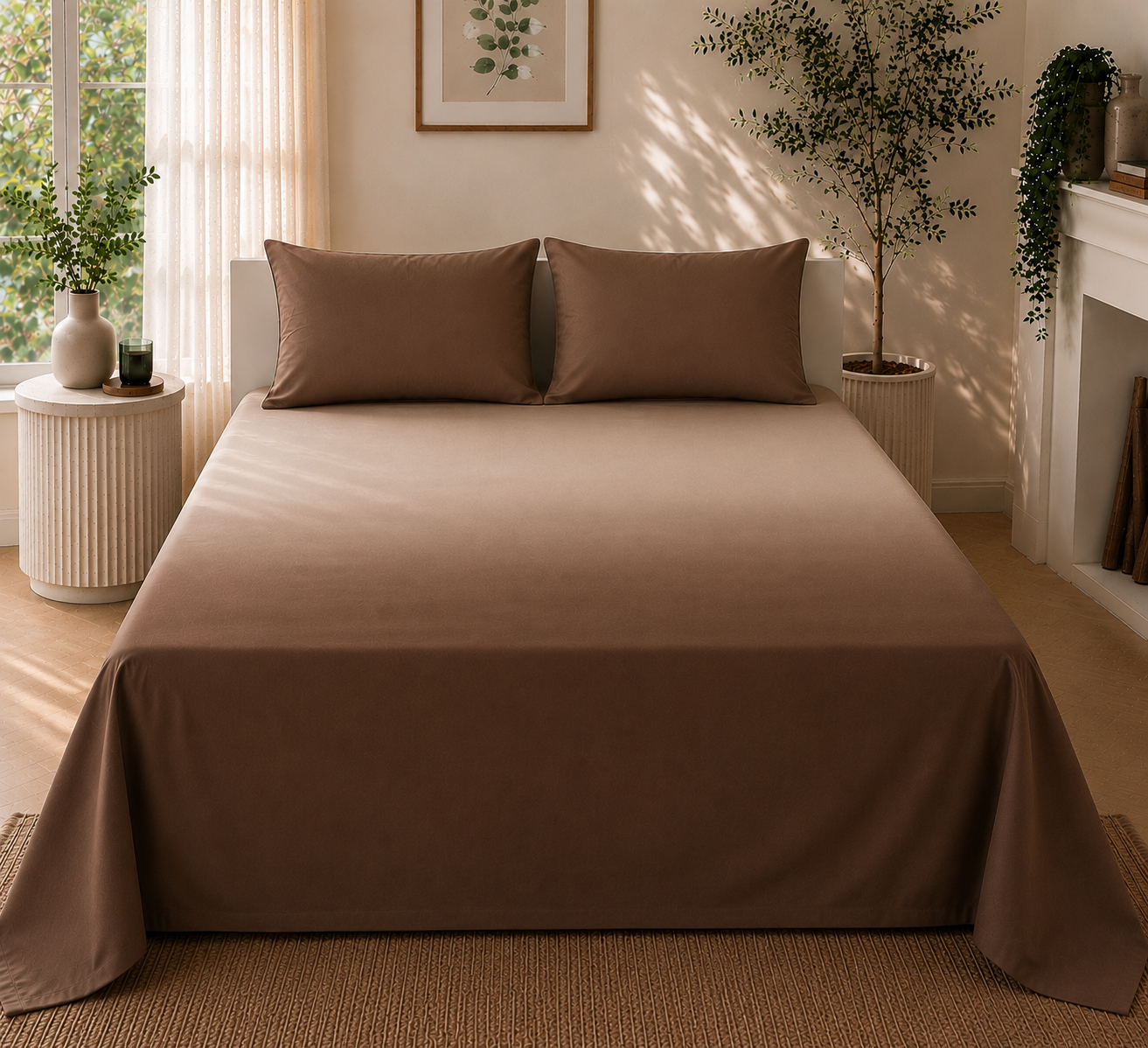 Brown Gradient Satin-Cotton Premium King Size Bedsheet Set