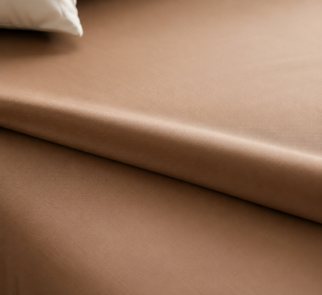 Brown White Gradient Satin-Cotton Premium King Size Bedsheet Set