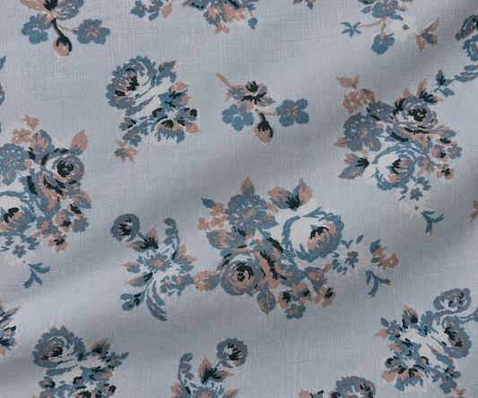 Blue Vintage Rose 300 TC Cotton King Size Bedsheet