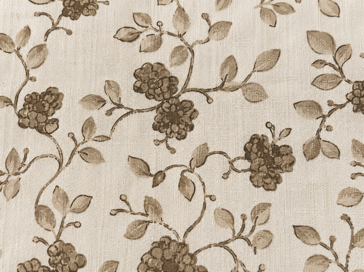 Beige Brown Floral Vine 300 TC Cotton King Size Bedsheet