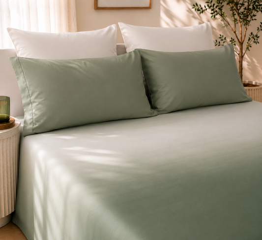 Green Gradient Satin-Cotton Premium King Size Bedsheet Set