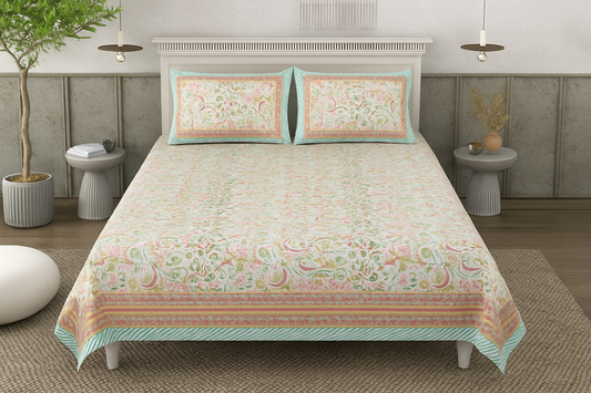 Paisley Elegance Mulmul Quilted Bedcover 4-Piece Set
