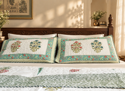 Double-Sided Jaipuri block print, 100% Mulmul Cotton Bedcover – Multicolor Floral Elegance