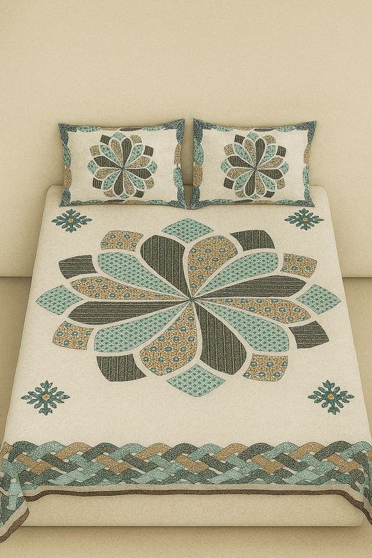 Sanganeri Floral Print Fitted King Size Bedsheet