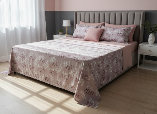 Dusty Rose Eucalyptus 240 TC Cotton King Size Bedsheet