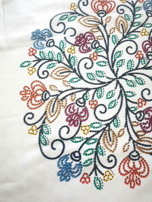 Geometric Floral Print Blue & White 250 TC Pure Cotton King Size Bedsheet with 2 Pillow Covers