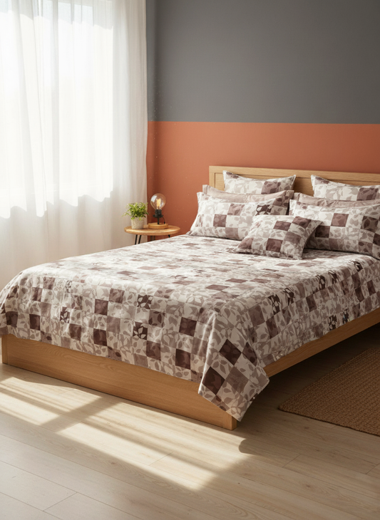 Autumn Mosaic - Premium 240 TC Cotton King Size Bedsheet