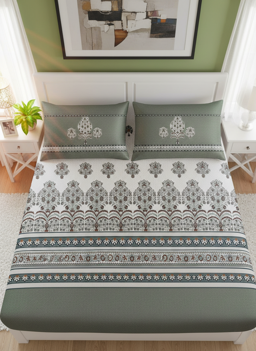 Ethnic Motifs 240 TC Pure Cotton King Size Bedsheet