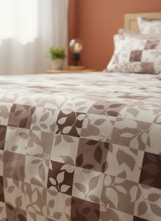 Autumn Mosaic - Premium 240 TC Cotton King Size Bedsheet