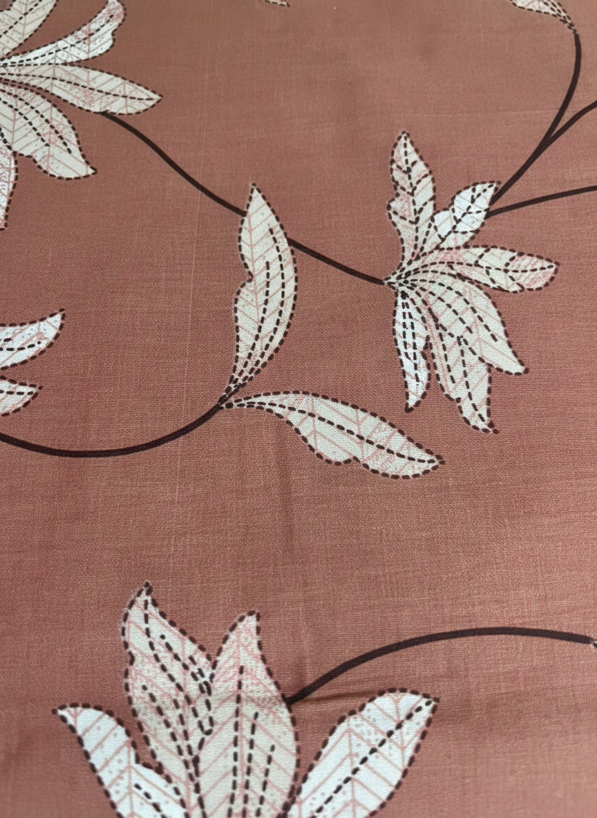 Light Brown Floral 200 TC Pure Cotton Double Queen Size Bedsheet