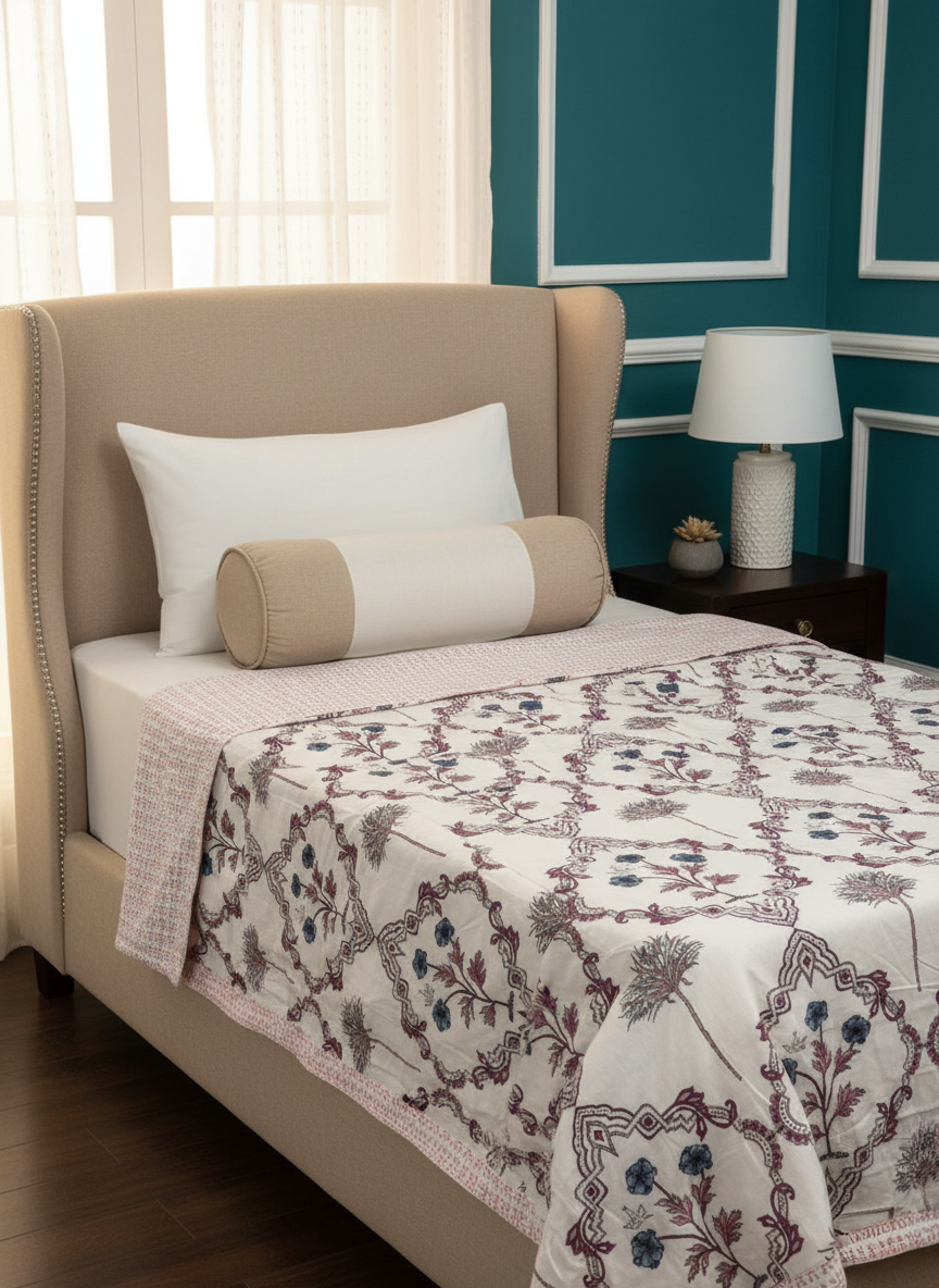 Jaipuri Handblock Print Single Bed Mulmul Dohar Comforter (Set of 2 Dohars)